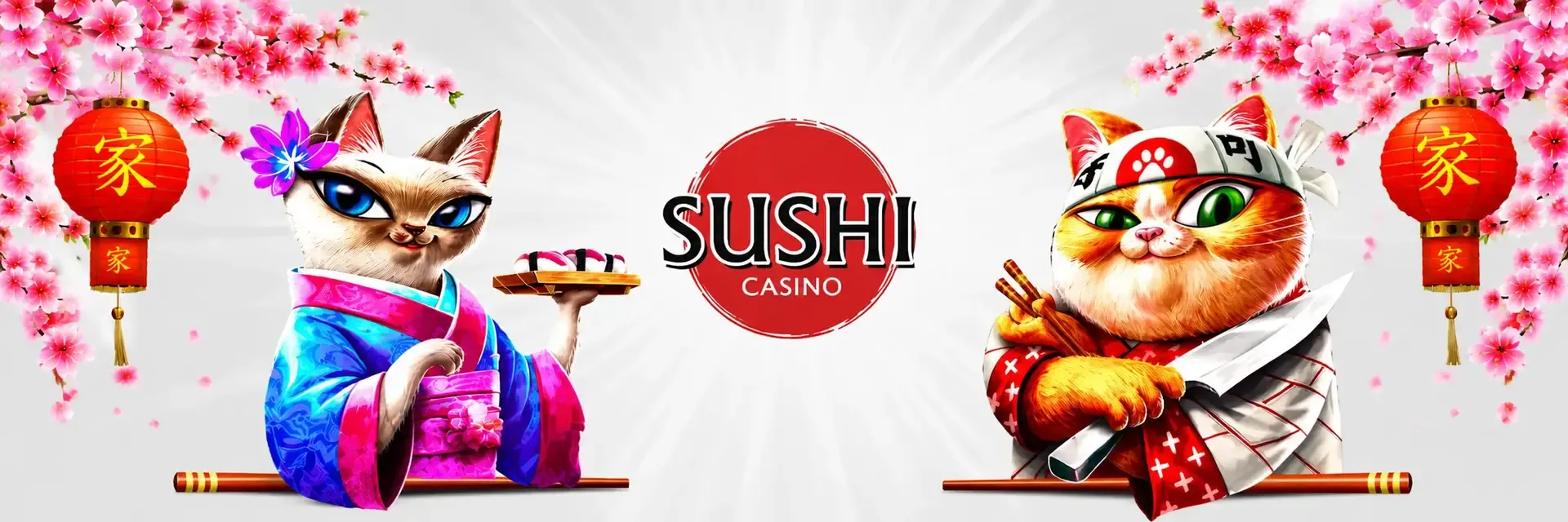 Sushi casino gr mascot illustration for online casino and slots players